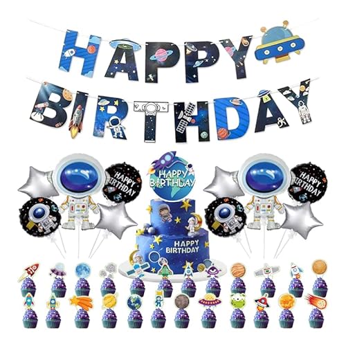 Geburtstagsdeko Rocket Party Deko Geburtstag Astronauten Geburtstag Luftballons Weltraum Luftballons Outer Space Torten Deko Astronaut Girlande von RZDQZY