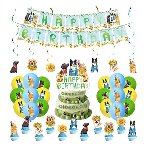 Hund Geburtstag Deko Welpen Party Deko Geburtstag Pet Dog Geburtstag Luftballons Haustier Hund Luftballons Geburtstag Hunde Kuchen Topper Dog Geburtstag Banner Haustier Hunde Hängen Wirbel Deko von RZDQZY