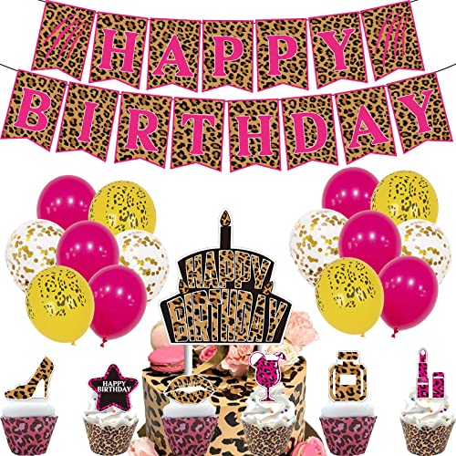 Leopard Print Geburtstagsdeko Leopard Luftballons Deko Gepard Geburtstag Luftballons Leopard Torten Deko Gepard Geburtstag Girlande von RZDQZY