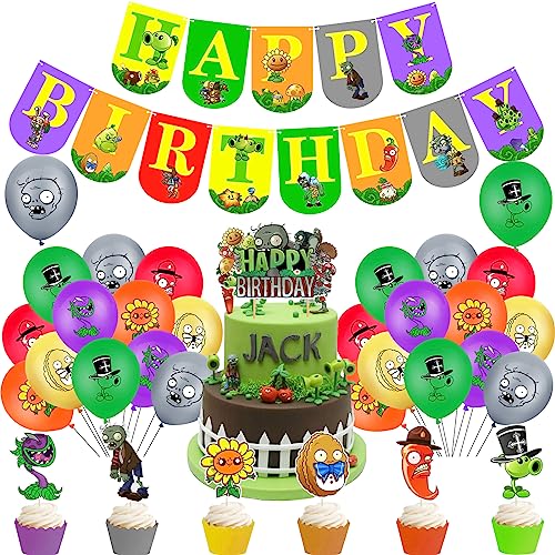 Zombies Deko Geburtstag Pflanzen Luftballons Pflanzen Torte Deko Plants Vs Zombies Geburtstag Banner Pvz Geburtstagsdeko von RZDQZY