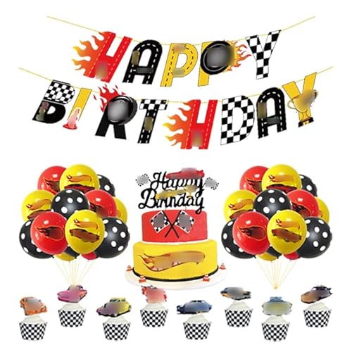 Rennautos Geburtstagsdeko Race Car Kindergeburtstag Rennwagen Deko Geburtstag Rennautos Geburtstag Luftballons Rennwagen Luftballons Deko Racing Car Torten Topper Racing Car Geburtstag Banner von RZDQZY
