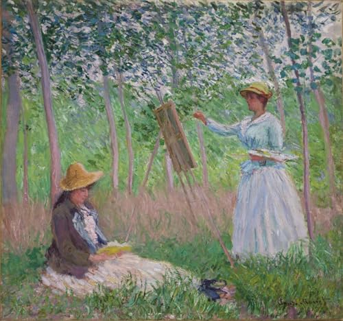 RZHRHJES Leinwand Druck Wand Vintage Leinwand Wandkunst Moderne Drucke Blanche hoschede an ihrer Staffelei mit suzanne hoschede Lesung von claude monet Wandkunst Dekorative für Wanddekoration 60x90cm von RZHRHJES