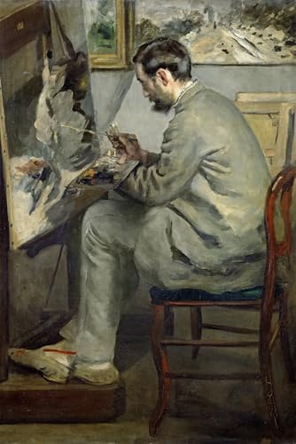 RZHRHJES Ölgemälde Wandbilder Abstrakte Leinwand Kunst Wandkunst Bild Druck Frederic bazille an seiner Staffelei von pierre auguste renoir Kunst Leinwand Poster für Wanddekoration 60x90cm von RZHRHJES