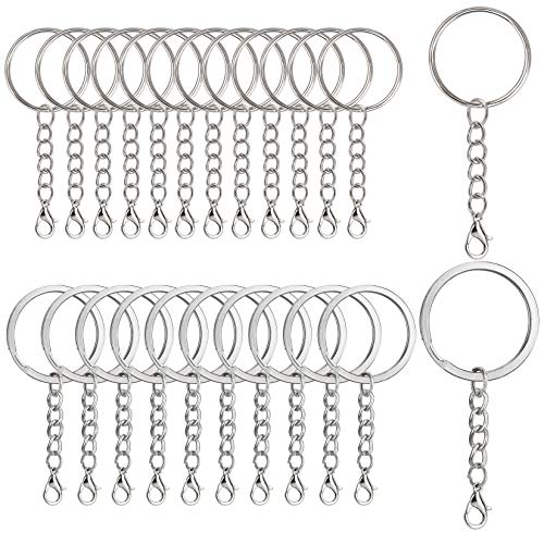 Schlüsselringe mit Kette, Schlüsselanhänger mit Karabiner, Metall Keyring Chain 60 Stück Kleine abnehmbare Vernickelte Schlüsselring für DIY Basteln Schlüsselringe mit Kette, Schlüsselanhänger mit Karabiner, Metall Keyring Chain 60 Stück Kleine abnehmbare Vernickelte Schlüsselring für DIY Basteln von Jeesblsy