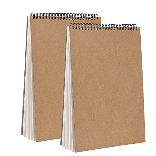 RZKJ-SHOP Skizzenbuch din A4 Zeichenblock Kunst Spirale Leerseite Für Kinder, Anfänger, Profis, 2pcs Kraft Cover Zeichenbuch Kunstbuch für Bleistift Aquarellstift (30 Blatt, 160GSM) von Emny