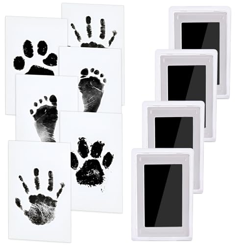 RZMZBY 4 Stück Hand- und Fußabdruckkissen für Babys, Hand- und Fußabdrücke ohne Berührung, ungiftig, ohne Tinte, Set für Kinder von RZMZBY