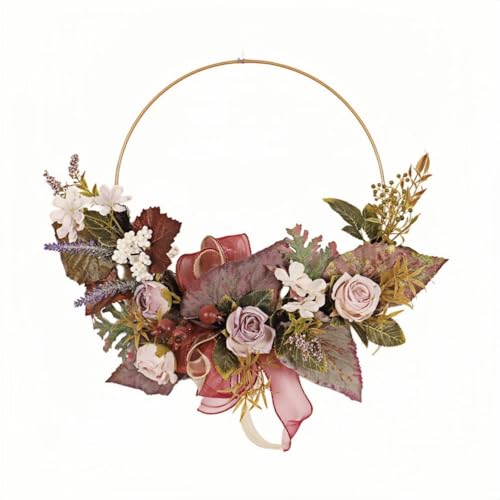 RZRPYFMM Haustür Kranz, Rosen Ahorn Falsche Blumen Home Decor Kränze von RZRPYFMM