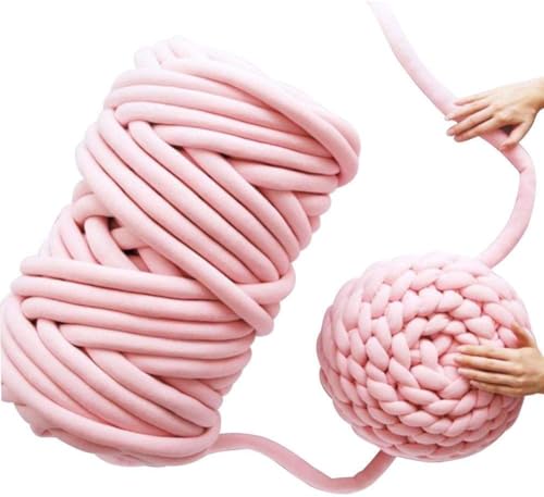 RZXBB Armstricken Wolle 500g, Wolle Zum Stricken,Riesenwolle Handgestricktes Wollgarn, Länge Ca 25M,DIY Klobiges Dicke Wolle Garn Decke Für Riese Klobig Sticken Werfen Sofa Decke Blanket (Rosa) von RZXBB