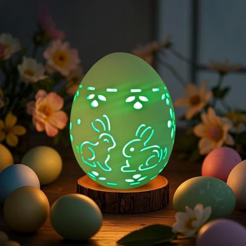 RZXBB LED Ostereier Keramik,Ostereier Deko,Osterdeko LED Ostereier,Ostereier Deko aus Porzellan,Frühlingsdeko,Ostern Deko Hase Osterei-licht für Osterdeko Innen Tischdeko (A) von RZXBB