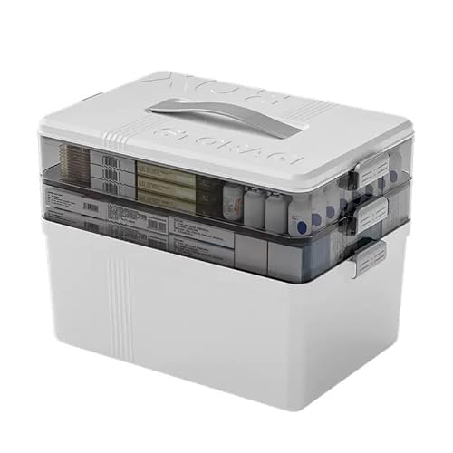 RZXBB Medizinbox Medikamenten Aufbewahrung, 3 Etagen Hausapotheke Box mit Henkel, Apothekenbox Apothekerschrank Organizer, Medikamentenbox Medizinkoffer für Arzneimittel für zu Hause RZXBB Medizinbox Medikamenten Aufbewahrung, 3 Etagen Hausapotheke Box mit Henkel, Apothekenbox Apothekerschrank Organizer, Medikamentenbox Medizinkoffer für Arzneimittel für zu Hause von RZXBB