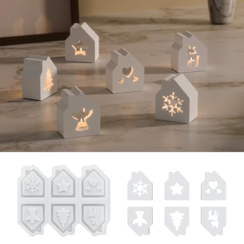 RZXBB Silikonformen für Weihnachten - Gießformen mit Weihnachtsmotiven, Geeignet für Gips, Raysin, Easy Release Weihnachts Gießformen Silikon, Hochwertige Gießeformen Silikon Weihnachten (B) von RZXBB