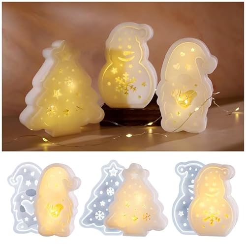 RZXBB Silikonformen für Weihnachten - Gießformen mit Weihnachtsmotiven, Geeignet für Gips, Raysin, Easy Release Weihnachts Gießformen Silikon, Hochwertige Gießeformen Silikon Weihnachten (C) von RZXBB