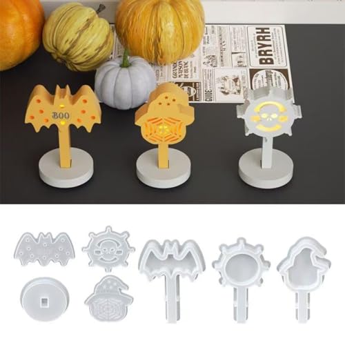 Silikonformen Gießformen Kerzenhalter, 3D Halloween Gießformen Silikon Teelichthalter Kerzenformen, Schläger Geist Silikonform Herbst Epoxidharz Formen Für Sojawachs Kerzen, Seife, Gips, Handwerk von RZXBB