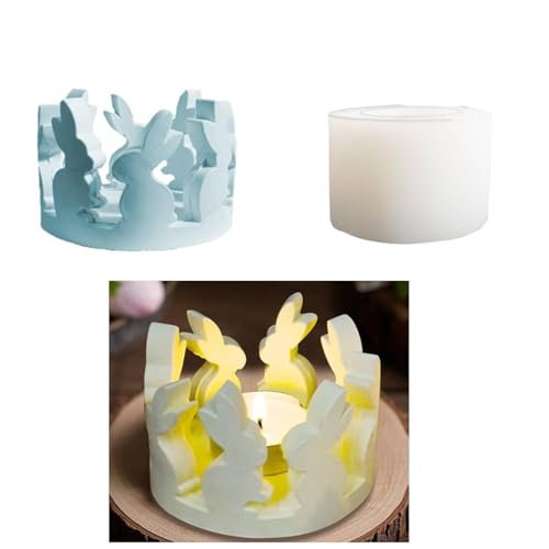 Silikonformen Gießformen Ostern,Silikonform Hase,Silikonform Ostern,Gipsformen zum Gießen Ostern,Silikonform Hase Gießform Kerzenhalter,Ringhaus-Silikonform,Osternhase Silikon Gießform (A) von RZXBB