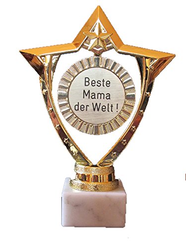 RaRu Geschenk-Pokal (Beste Mama, Papa, Tochter, Sohn, Oma, Opa UVM.) und 3 Anstecknadeln (Sticker) (Beste Tochter der Welt !) von RaRu
