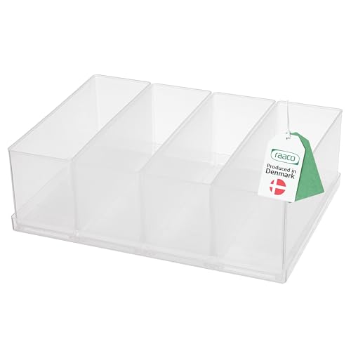 Raaco Einsatzkasten 80 4xBA8-2, Tablett mit 4 Einsätzen, Transparenter Sortierkasten für Werkzeugkoffer, Sortierboxen, Schubladen & Kleinteileaufbewahrung, Leicht zu Reinigen, 16 x 22 x 6,9 cm von Raaco