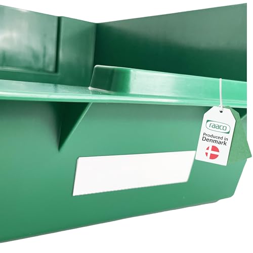 raaco Etiketten für Regalbox - 12er Set, Werkstatt Organisationsbox Beschriftung, Selbstklebend, 10,4 cm x 2,6 cm, Weiß von Raaco