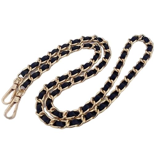 RaamKa Taschenkette DIY schwarzer PU-Leder-Geldbörsengriff 11 mm Ersatzmetall Gold, Silber, Bronze, Schwarze Umhängetasche Kettenriemen Kette FüR Tasche (Color : Gold, Size : 160cm) von RAAMKA