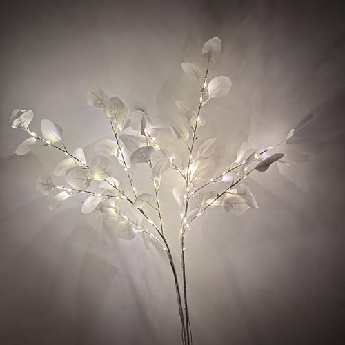 Beleuchtete Blumen LED-Zweigzweige insgesamt 40 LED-Lichter 2er-Pack Zweige 88 cm für Vase künstliche Baumlichter Außen- und Innendekoration Raumaufteilung Nachtlichterkette natürliche Pflanze von Raaxola