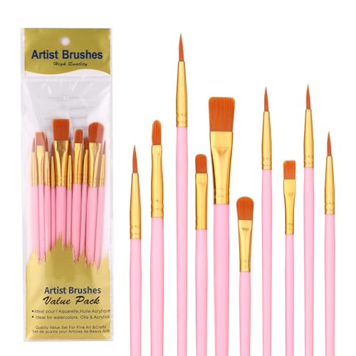 Rabbitale 10-teiliges Pinsel-Set aus Nylon, für Öl-, Aquarell- und Acrylmalerei, ideal für Leinwand, Stein und Nagelkunst, tolles Geschenk für Künstler Rabbitale 10-teiliges Pinsel-Set aus Nylon, für Öl-, Aquarell- und Acrylmalerei, ideal für Leinwand, Stein und Nagelkunst, tolles Geschenk für Künstler von Rabbitale