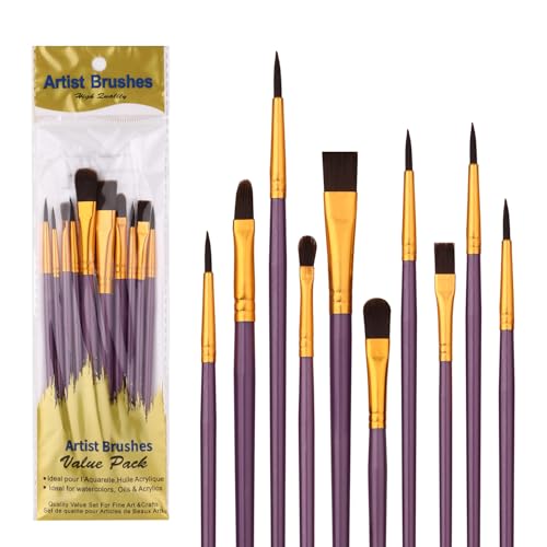 Rabbitale 10-teiliges Pinsel-Set mit Nylonborsten für Öl-, Aquarell- und Acrylmalerei, ideal für Leinwand, Stein und Nagelkunst, tolles Geschenk für Künstler Rabbitale 10-teiliges Pinsel-Set mit Nylonborsten für Öl-, Aquarell- und Acrylmalerei, ideal für Leinwand, Stein und Nagelkunst, tolles Geschenk für Künstler von Rabbitale