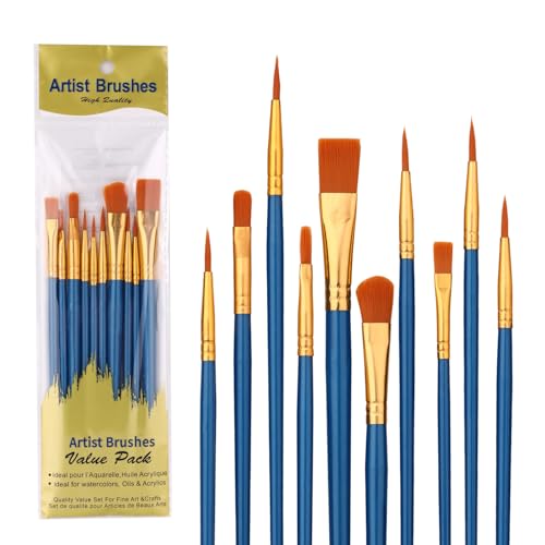 Rabbitale 10-teiliges blaues Pinsel-Set – Nylon-Pinsel für Öl-, Aquarell- und Acrylmalerei – ideal für Leinwand, Stein und Nagelkunst – tolles Geschenk für Künstler Rabbitale 10-teiliges blaues Pinsel-Set – Nylon-Pinsel für Öl-, Aquarell- und Acrylmalerei – ideal für Leinwand, Stein und Nagelkunst – tolles Geschenk für Künstler von Rabbitale