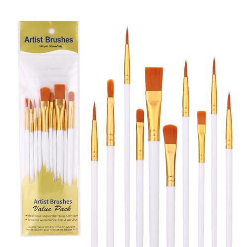 Rabbitale 10-teiliges weißes Pinsel-Set – Nylon-Pinsel für Öl-, Aquarell- und Acrylmalerei – ideal für Leinwand, Stein und Nagelkunst – tolles Geschenk für Künstler Rabbitale 10-teiliges weißes Pinsel-Set – Nylon-Pinsel für Öl-, Aquarell- und Acrylmalerei – ideal für Leinwand, Stein und Nagelkunst – tolles Geschenk für Künstler von Rabbitale