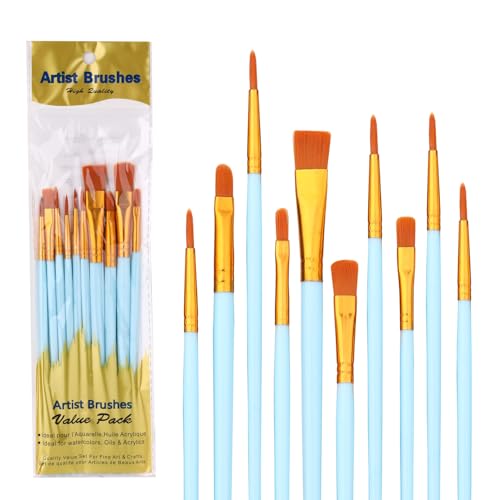 Rabbitale Pinsel-Set aus Nylon, für Öl-, Aquarell- und Acrylmalerei, ideal für Leinwand, Stein und Nagelkunst, tolles Geschenk für Künstler, Hellblau, 10 Stück Rabbitale Pinsel-Set aus Nylon, für Öl-, Aquarell- und Acrylmalerei, ideal für Leinwand, Stein und Nagelkunst, tolles Geschenk für Künstler, Hellblau, 10 Stück von Rabbitale