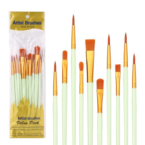 Rabbitale Pinsel-Set aus Nylon, für Öl-, Aquarell- und Acrylmalerei, ideal für Leinwand, Stein und Nagelkunst, tolles Geschenk für Künstler, Hellgrün, 10 Stück Rabbitale Pinsel-Set aus Nylon, für Öl-, Aquarell- und Acrylmalerei, ideal für Leinwand, Stein und Nagelkunst, tolles Geschenk für Künstler, Hellgrün, 10 Stück von Rabbitale
