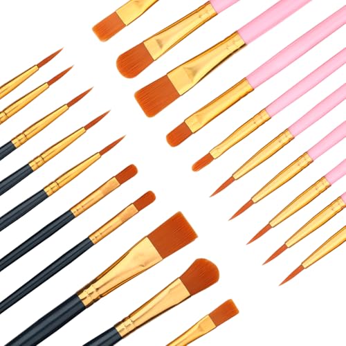 Rabbitale Pinsel-Set aus Nylon für Öl-, Aquarell- und Acrylmalerei, ideal für Leinwand, Stein und Nagelkunst, tolles Geschenk für Künstler, Schwarz und Rosa, 20-teilig Rabbitale Pinsel-Set aus Nylon für Öl-, Aquarell- und Acrylmalerei, ideal für Leinwand, Stein und Nagelkunst, tolles Geschenk für Künstler, Schwarz und Rosa, 20-teilig von Rabbitale