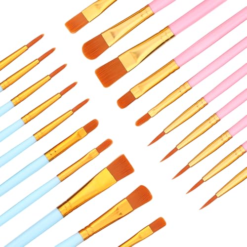 Rabbitale Pinsel-Set mit Nylonborsten für Öl-, Aquarell- und Acrylmalerei, ideal für Leinwand, Felsen und Nagelkunst, tolles Geschenk für Künstler, Hellblau und Rosa, 20 Stück Rabbitale Pinsel-Set mit Nylonborsten für Öl-, Aquarell- und Acrylmalerei, ideal für Leinwand, Felsen und Nagelkunst, tolles Geschenk für Künstler, Hellblau und Rosa, 20 Stück von Rabbitale