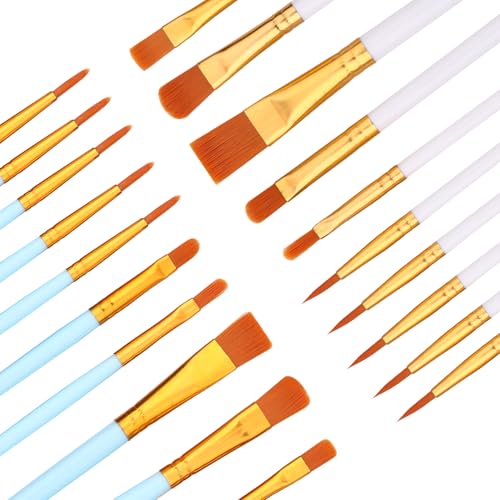 Rabbitale Pinsel-Set mit Nylonborsten für Öl-, Aquarell- und Acrylmalerei, ideal für Leinwand, Stein und Nagelkunst, tolles Geschenk für Künstler, Hellblau und Weiß, 20 Stück Rabbitale Pinsel-Set mit Nylonborsten für Öl-, Aquarell- und Acrylmalerei, ideal für Leinwand, Stein und Nagelkunst, tolles Geschenk für Künstler, Hellblau und Weiß, 20 Stück von Rabbitale