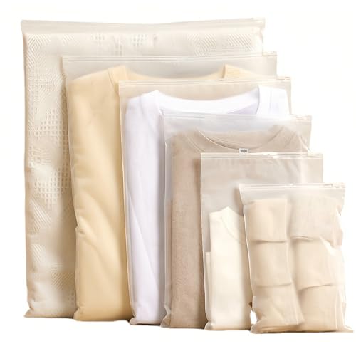 Wiederverwendbare Reise-Aufbewahrungstaschen, mattierte Plastiktasche für Kleidung mit wiederverschließbarem Reißverschluss, wasserdichte Kleiderverpackung für Schuhe, Kosmetik, Toilettenartikel Wiederverwendbare Reise-Aufbewahrungstaschen, mattierte Plastiktasche für Kleidung mit wiederverschließbarem Reißverschluss, wasserdichte Kleiderverpackung für Schuhe, Kosmetik, Toilettenartikel von Rabihike