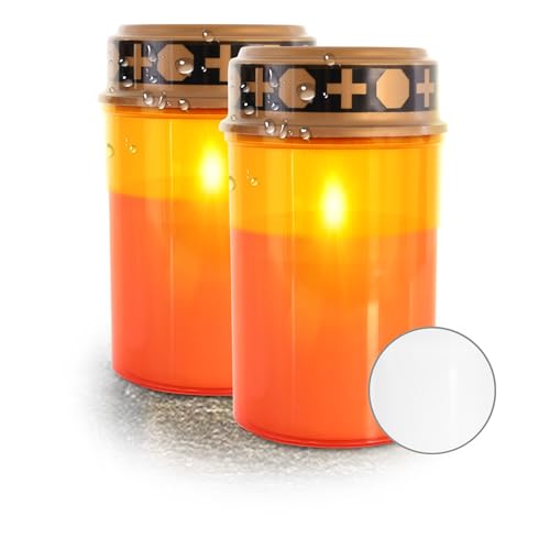 Raburg LED-Grabkerzen 2er-Set mit Flackereffekt – wetterfeste LED-Grablichter mit 6 Monate Leuchtdauer, 10.000 h Lebensdauer, batteriebetrieben – Grablampe für Außen Rot von Raburg