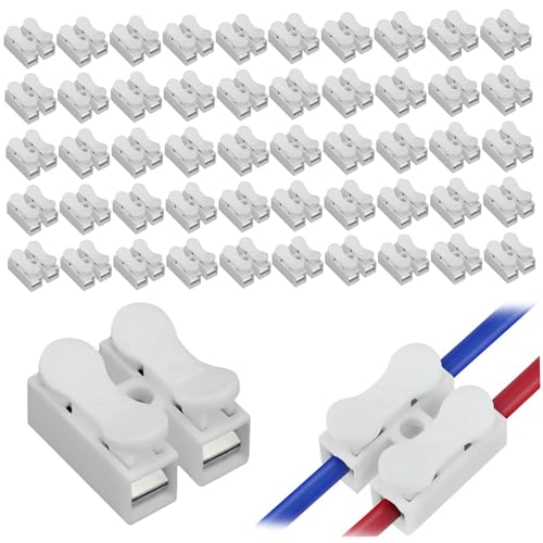 55 -pcs -Schnelldrahtkabelanschluss 2 Pin Drahtanschlüsse Feder Klemme Klemme weiße elektrische Kabelverbinder schneller Verbindungsbetrieb für Startinterpretation von Rachlicy