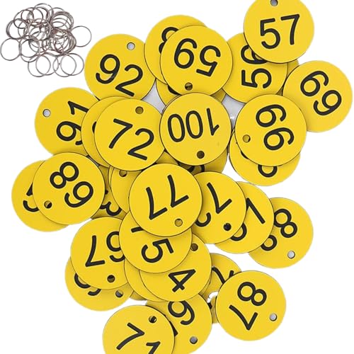 Nummerierte Schlüssel-Tags 1, 2 Zoll Runde 1-200 Nummerierte Tags Schlüssel mit Ringen wasserdicht und Sonnenschutznummer Schlüsselbad für öffentliche Bäder und Saunenbedarf von Rachlicy