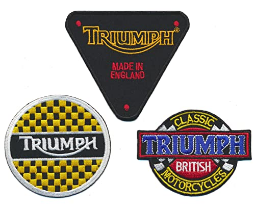 TRIUMPH AufnäherPatches 3 Stück Set Motorrad Biker England Isle of man TT Race von Racing Classics