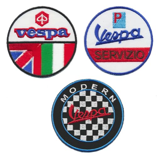 VESPA SERVICE Aufnäher Aufbügler Patch 3 Stück Motorroller Roller Piaggio PX von Racing Classics