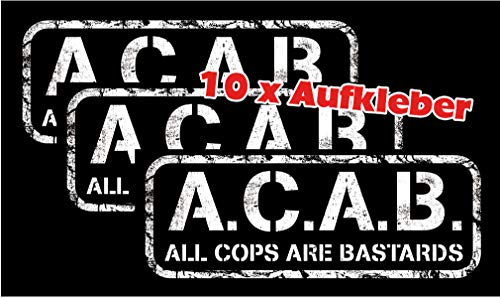 A.C.A.B. All cops are bastards Aufkleber 10er Pack von Racker-n-Roll