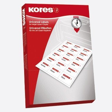 Kores Universal-Etiketten, 105 x 42,3 mm, weiß, 100 Blatt von Kores