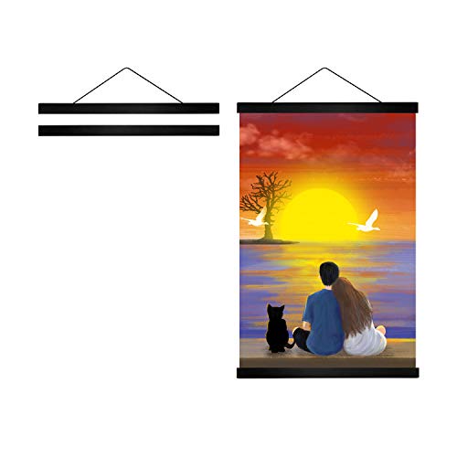 Radezon B4 Posterleiste Posterschiene Posterleisten 25CM, Magnet Magnetische Holz Poster Aufhänger Halter Rahmen Leisten Bilder Bild Bilderleiste Bilderrahmen (25cm, Schwarz) von Radezon