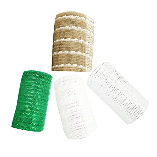 RadianceBiz 5 Rollen Dekor Mesh Band 6 "X10yds Metallic für Halloween Kränze Girlanden, F 4 Verschiedene Größen, 9 x 26 cm (3,5 x 10,2 Zoll) von RadianceBiz
