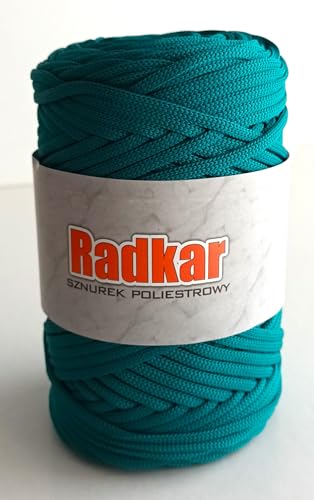 Radkar Polyesterschnur 3mm -100m 240 gr. Polyester Makramee Garn, Polyester Taschenschnur, Polyester Taschengarn, (Blaugrün) von Radkar