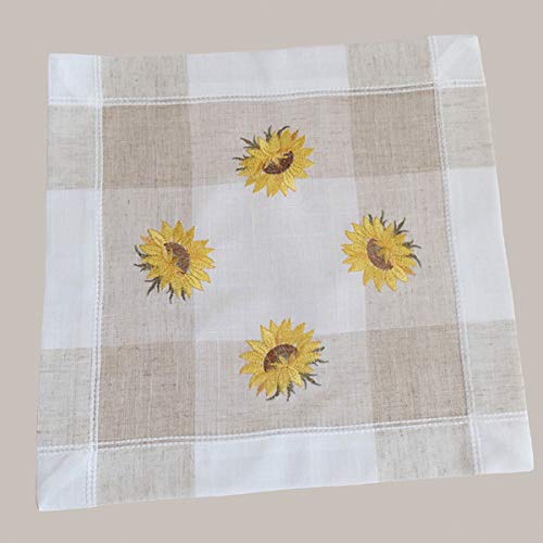 Decke quadratisch - 35 x 35 cm ecru/beige-bunt Stickerei ''Sonnenblumen'' Decke quadratisch - 35 x 35 cm ecru/beige-bunt Stickerei ''Sonnenblumen'' von Raebel OHG