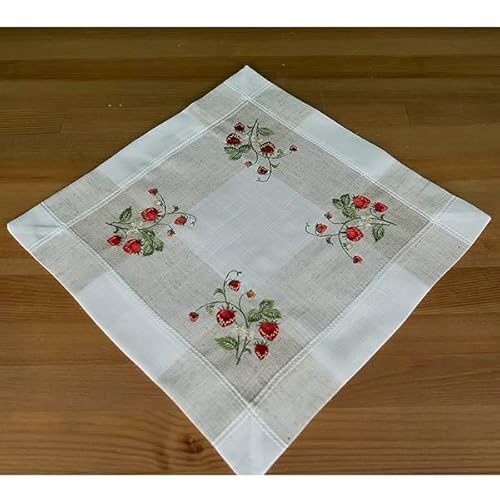 Raebel OHG Deckchen Erdbeeren auf Leinenoptik, 35 x 35 cm, Ecru-Bunt, 85% Polyester, 15% Leinen Raebel OHG Deckchen Erdbeeren auf Leinenoptik, 35 x 35 cm, Ecru-Bunt, 85% Polyester, 15% Leinen von Raebel OHG