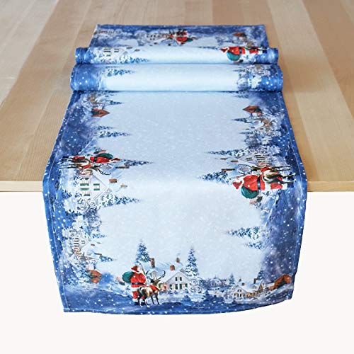 Raebel OHG Tischwäsche Druck Weihnachsmann Rentier Weihnachten Advent Winter (40 x 140 cm) von Raebel OHG