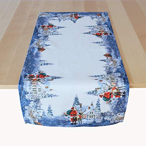 Raebel OHG Tischwäsche Druck Weihnachsmann Rentier Weihnachten Advent Winter (40 x 90 cm) von Raebel OHG