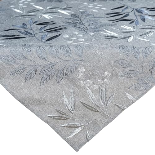 Tischdecke Herbstlich Bestickt Mitteldecke Blätter Grau 85 x 85 cm Quadrat Stoff Waschbar Tischdecke Herbstlich Bestickt Mitteldecke Blätter Grau 85 x 85 cm Quadrat Stoff Waschbar von Raebel OHG