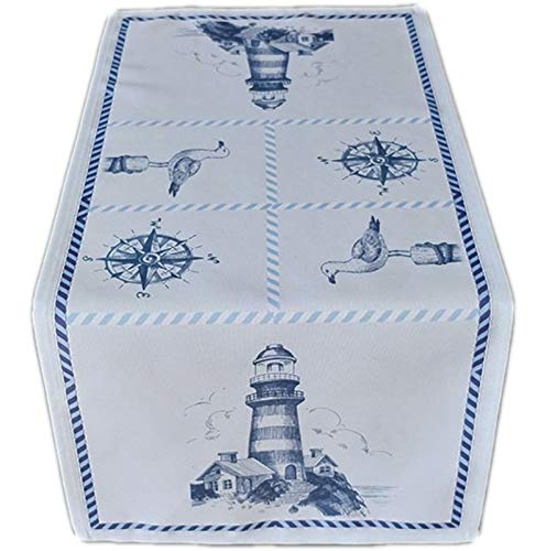 Raebel Leuchtturm Tischdecke Maritim Decke Zierdecke Tischdeko Nautik Gartendecke 100% Polyester (40 x 90 cm Tischläufer) von Raebel