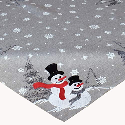 Raebel OHG Tischdecke Stickerei Schneemänner Mitteldecke Weihnachten Deko Weihnachtstischdecke (85 x 85 cm) von Raebel